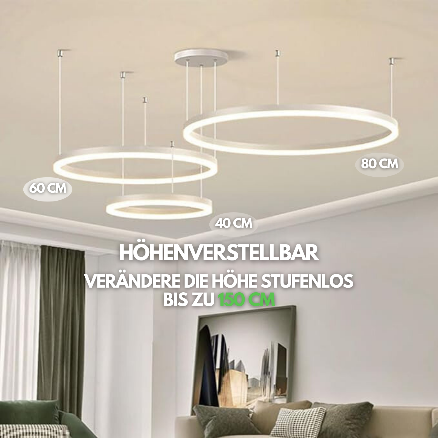 Athenis 3 Ring Pendelleuchte