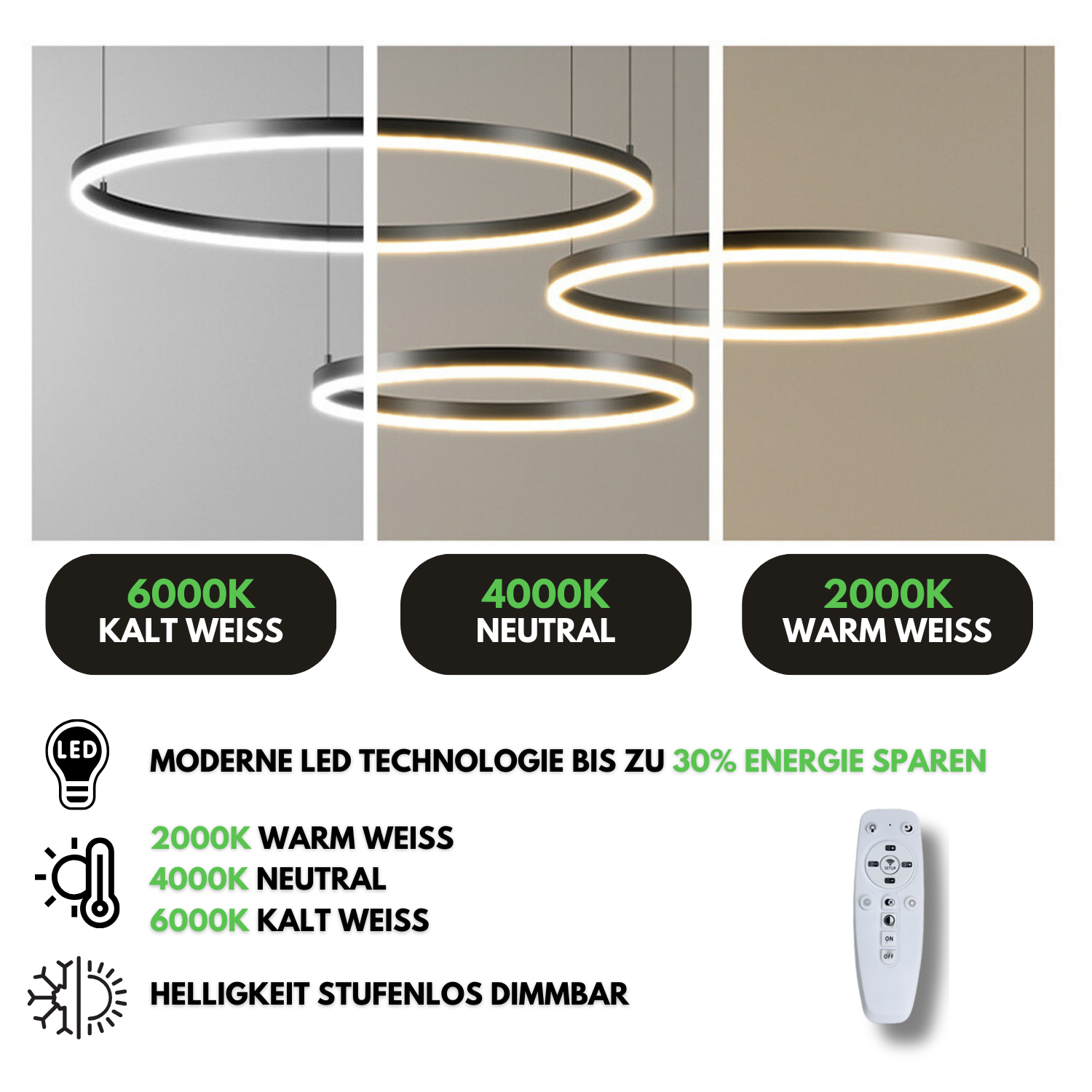 Athensi 3 Ring Pendelleuchte