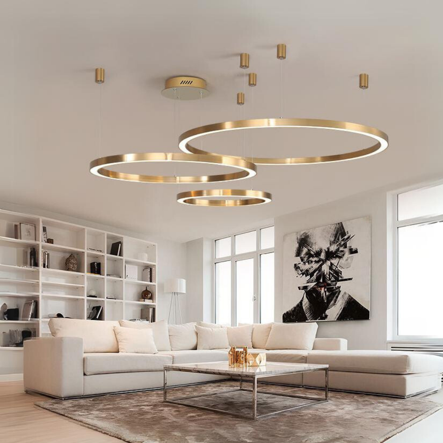 Athenis 3 Ring Pendelleuchte