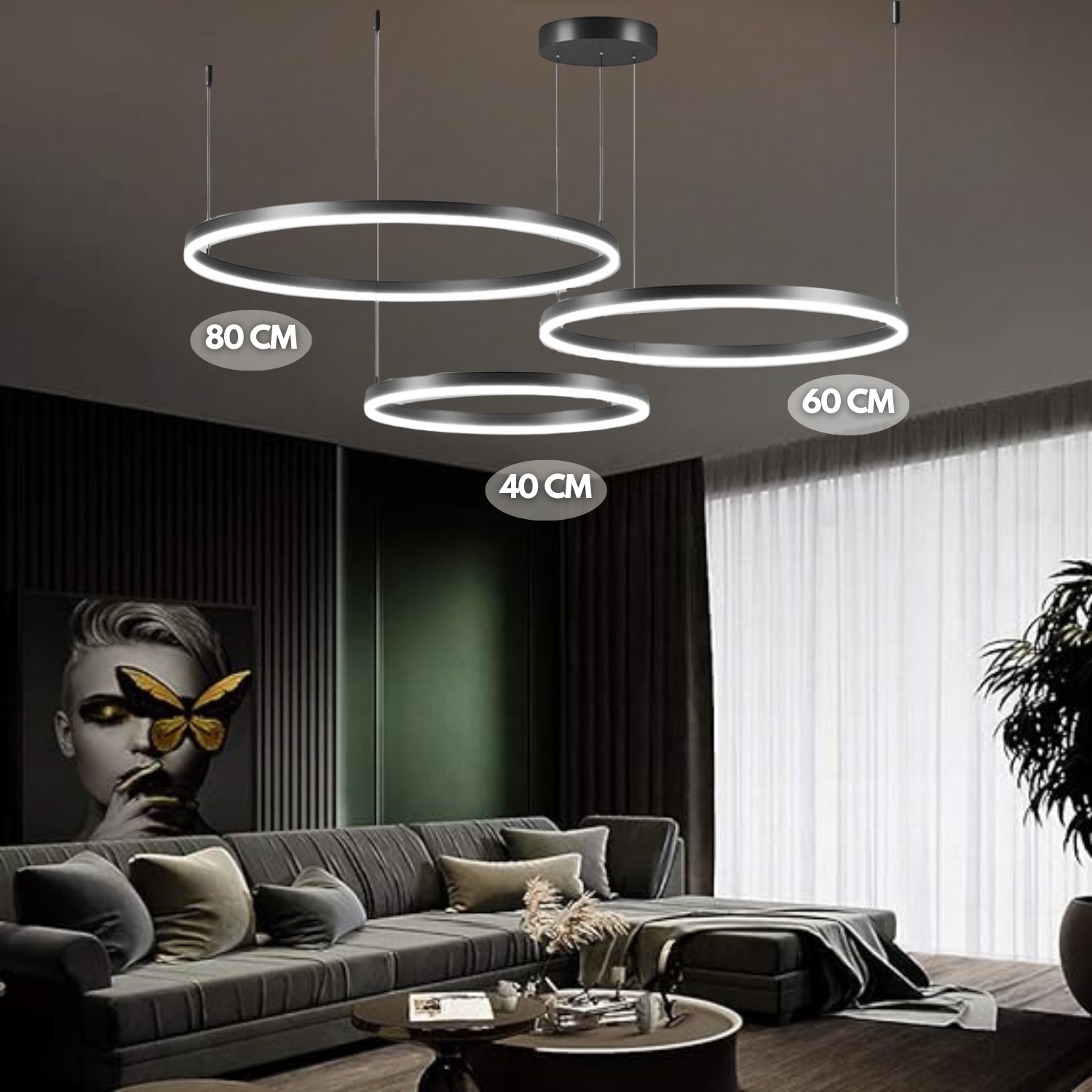 Athenis 3 Ring Pendelleuchte