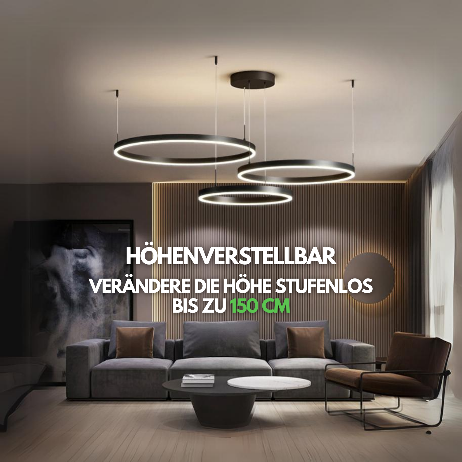 Athenis 3 Ring Pendelleuchte