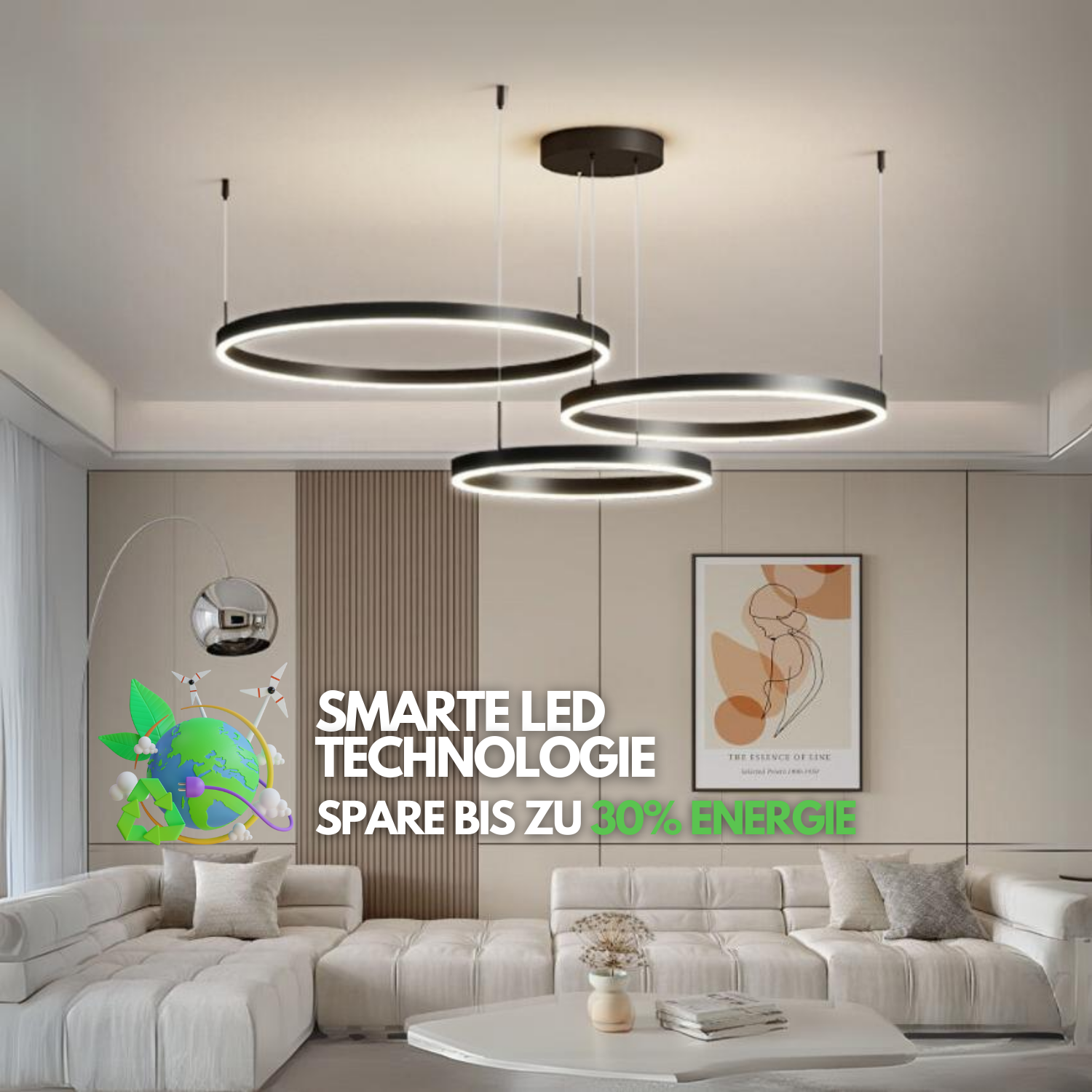 Athenis 3 Ring Pendelleuchte